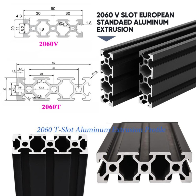 1Pcs Black Aluminum Profile 20 - V Slot Aluminum Extrusion recensione e prezzo
