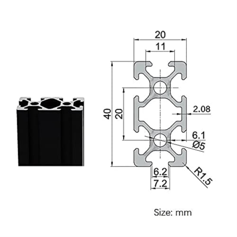 1PCS BLACK 2040 T-Slot Europea - V Slot Aluminum Extrusion recensione e prezzo