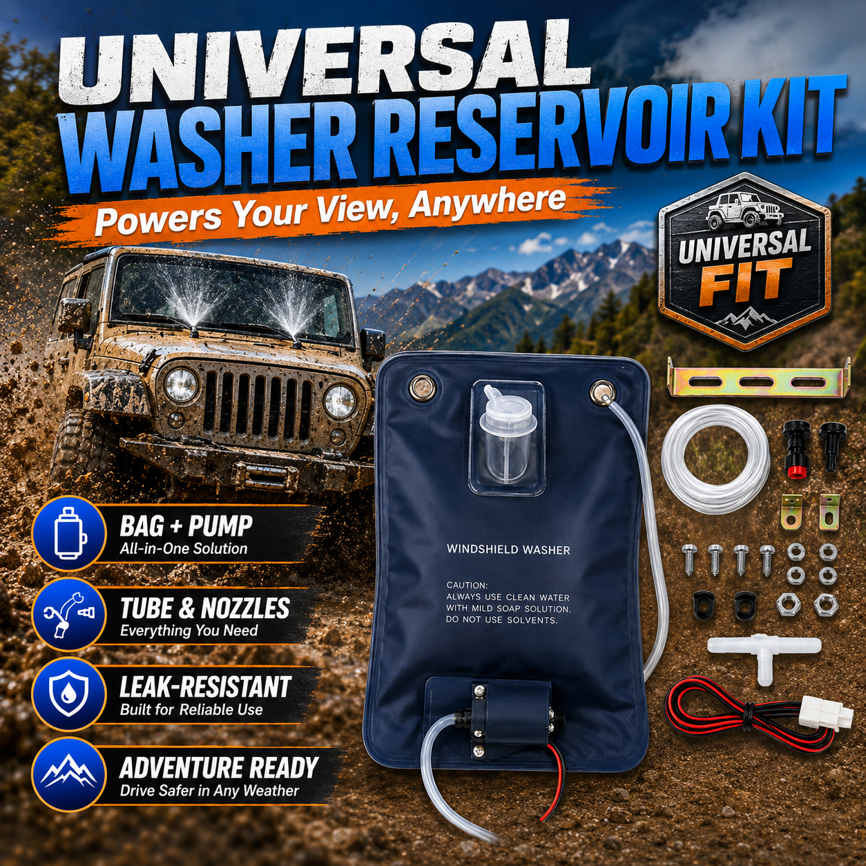 12V Universal Washer Reservoir - Nozzle Cleaning Kit recensione e prezzo