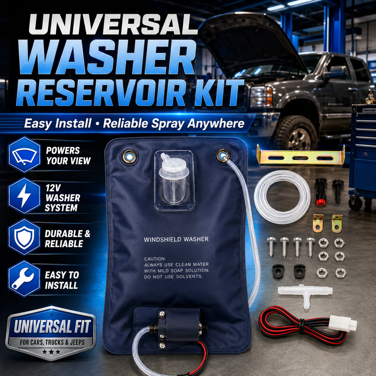 12V Universal Washer Reservoir - Nozzle Cleaning Kit recensione e prezzo