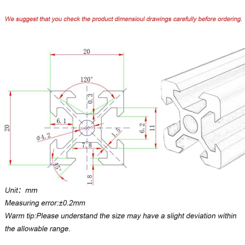 1/4PCS 2020 V-slot 2020V Europ - V Slot Aluminum Extrusion recensione e prezzo