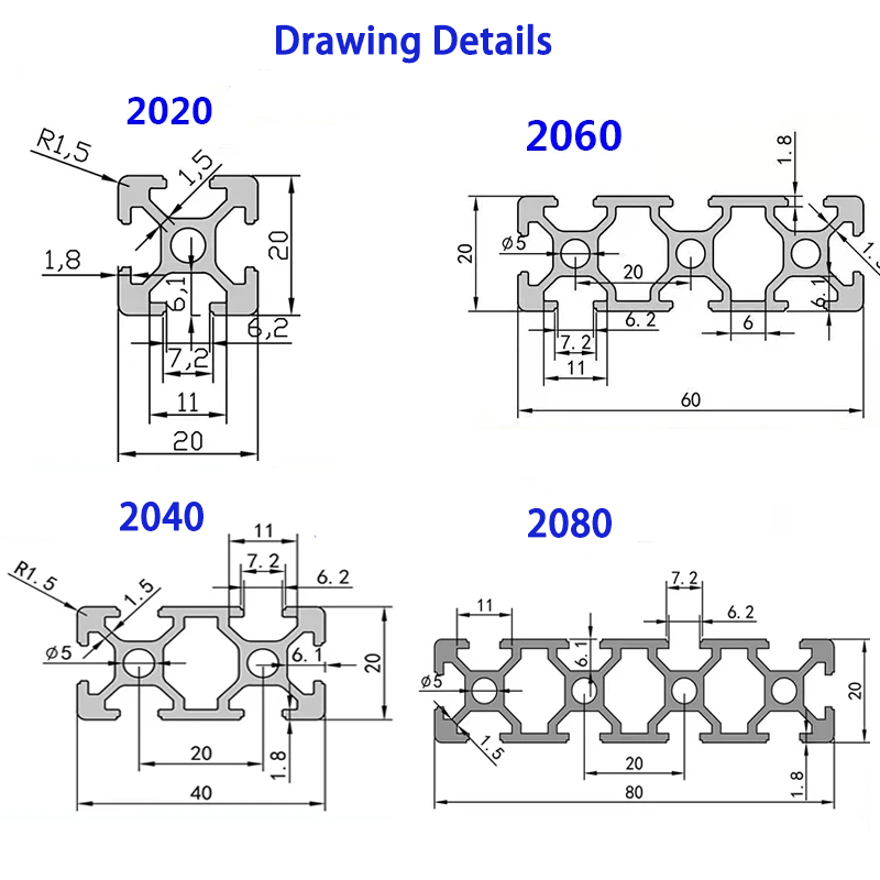 2020 2040 2060 2080 20100 3030 - V Slot Aluminum Extrusion recensione e prezzo