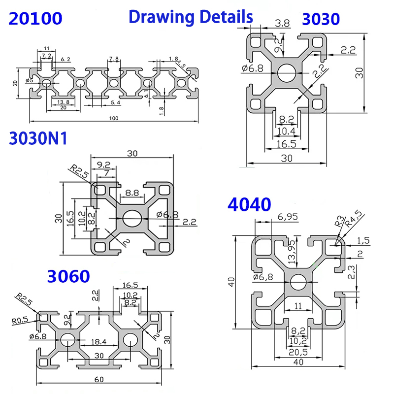 2020 2040 2060 2080 20100 3030 - V Slot Aluminum Extrusion recensione e prezzo